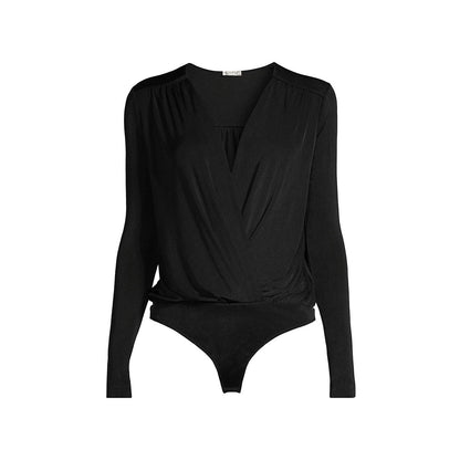 Free People Intimately Turnt Bodysuit Small Black NEW Surplice V-Neck Slinky