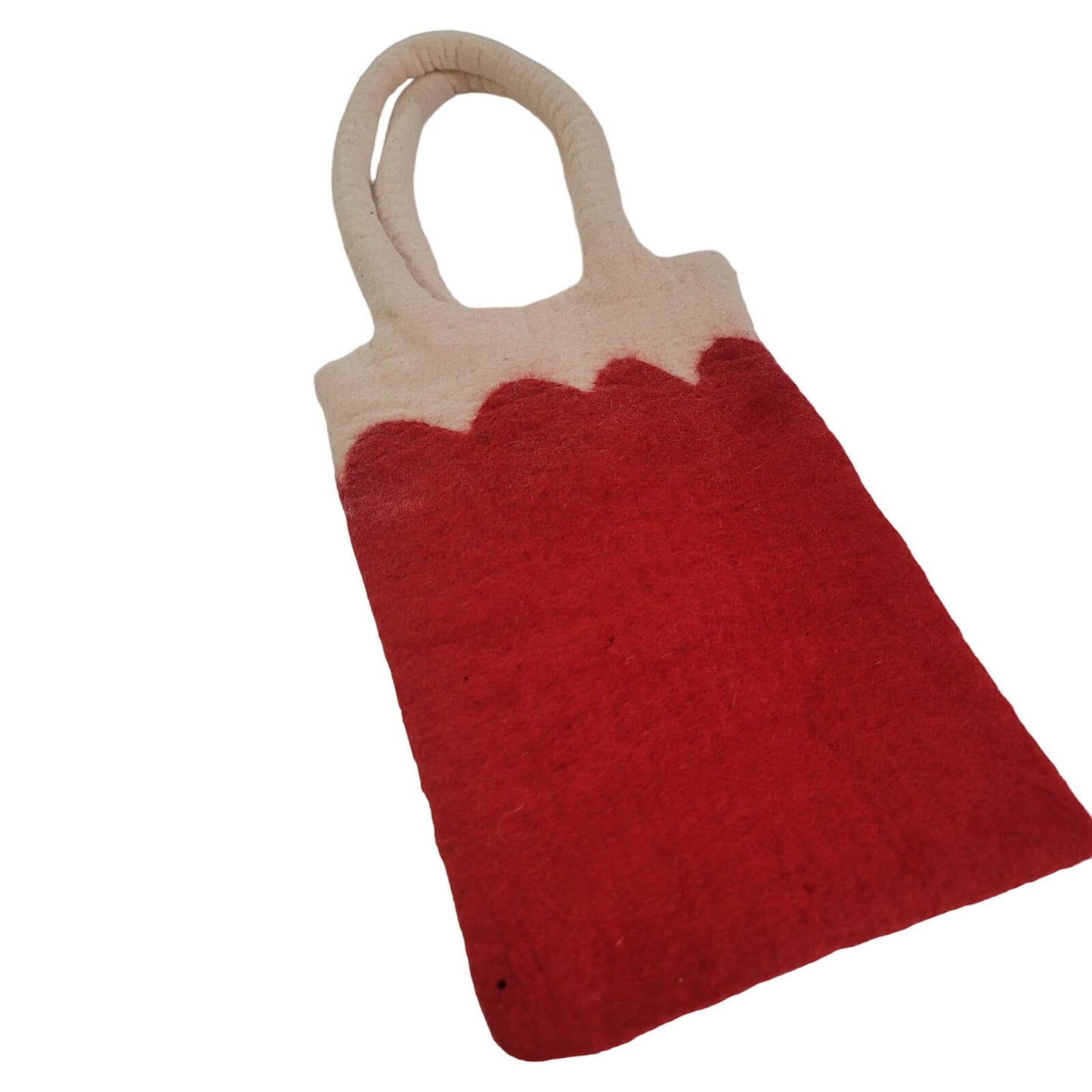 Seasons of Cannon Falls Red White felt purse Holiday Wool Shouilder Tote VINTAGE
