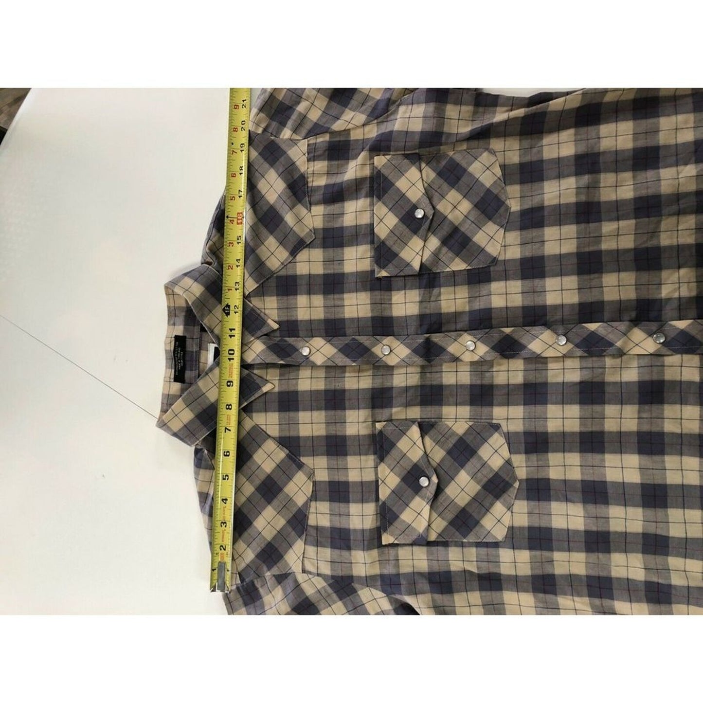 Holt Western Wear Shirt MEDIUM Pearl Snaps Rodeo Plaid Cowboy Vintage
