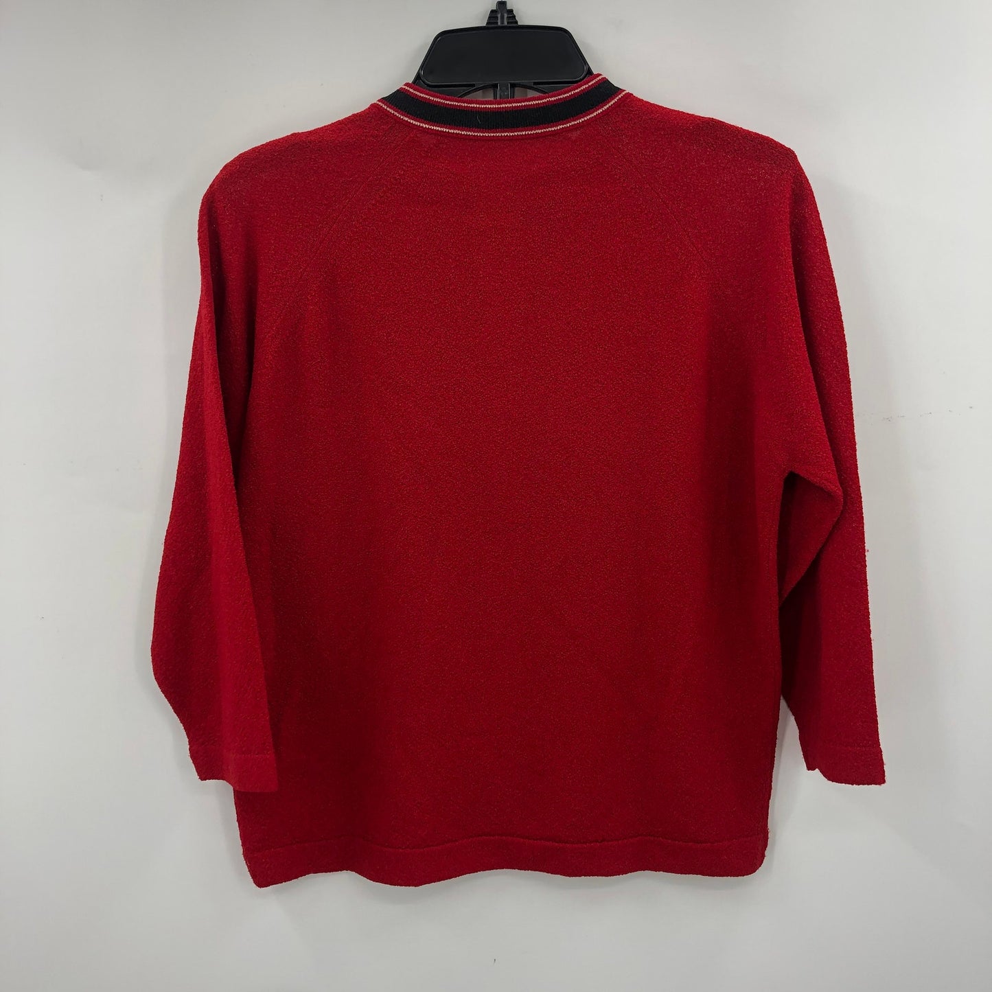 Vintage Talbott Tarafast 2 Pc Cardigan set Knit Sweater 3/4 Sleeves Red Tan 38