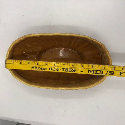 Haeger Oval Drip Glaze Brown Yellow Pottery Bowl Planter Console Dish