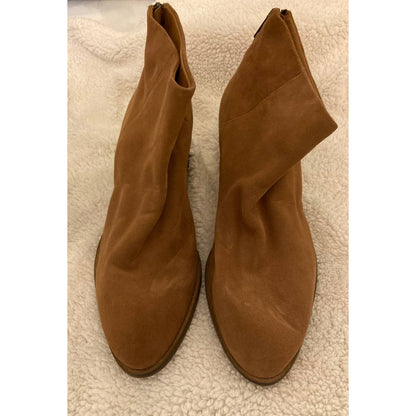 Seychelles Floodplain Suede Chunky Heel Back Zip Ankle Boots Sz 10M Cognac NWT