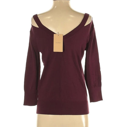 Halogen NWT Burgundy Pullover Cold Shoulder V-Neck Sweater XS