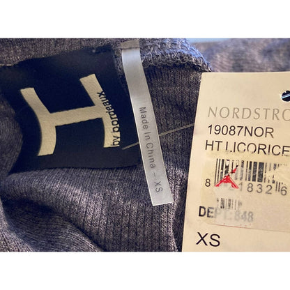 H by Bordeaux Split Back Pullover Rib Knit Sweater Top XS/Extra Small Gray NWT