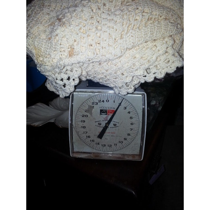 Vintage Round hand crocheted table cloth circle DAMAGED needs repair