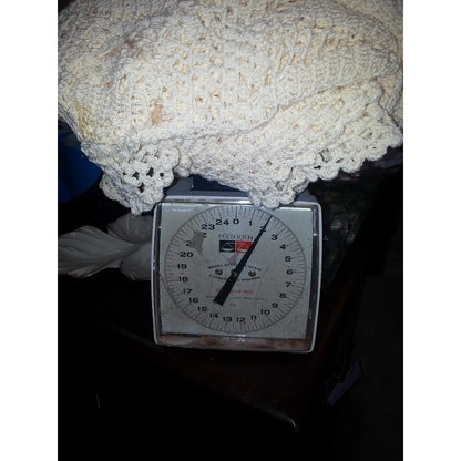 Vintage Round hand crocheted table cloth circle DAMAGED needs repair