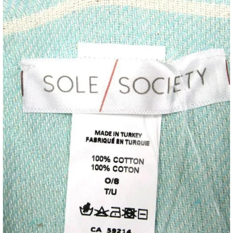 Sole Society Cover-Up Pastel Green ONE SIZE Poncho Shawl Fringe Boho Wrap Cotton