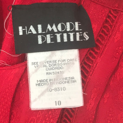 Halmode Petites Long Sleeve Modesty Midi Dress Back Button  Zip Red 10