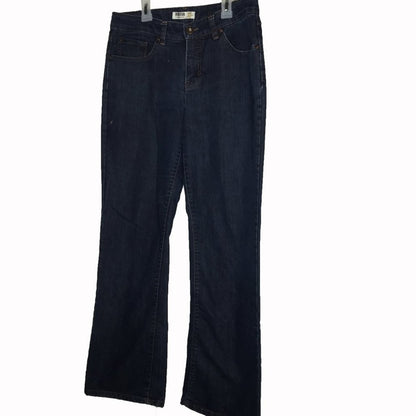 Jeanstar Premium Denim Stretch Boot Cut Jeans Mid Rise Dark Wash Blue Size 8