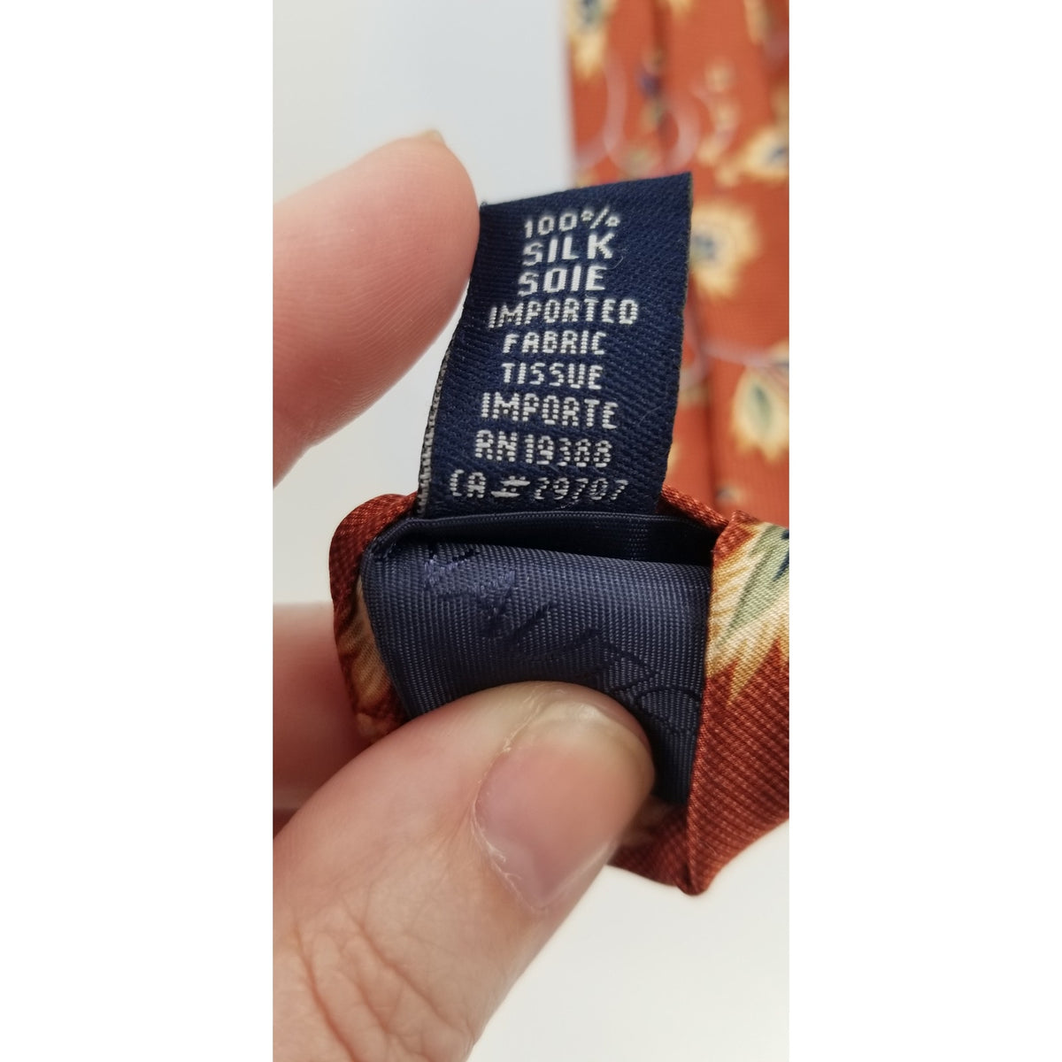 Nautica Vintage Mens Silk Neck Tie 58" Orange Floral 80s 90s wide