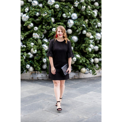 Charles Henry NWT Black Bell-Sleeve Shift Dress Size Small