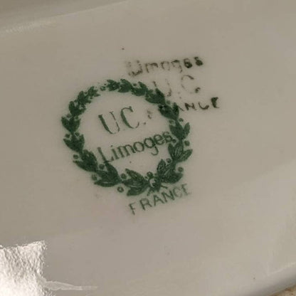 Union Ceramique Limoges France Porcelain Relish Dish Gold Tone Edge platter