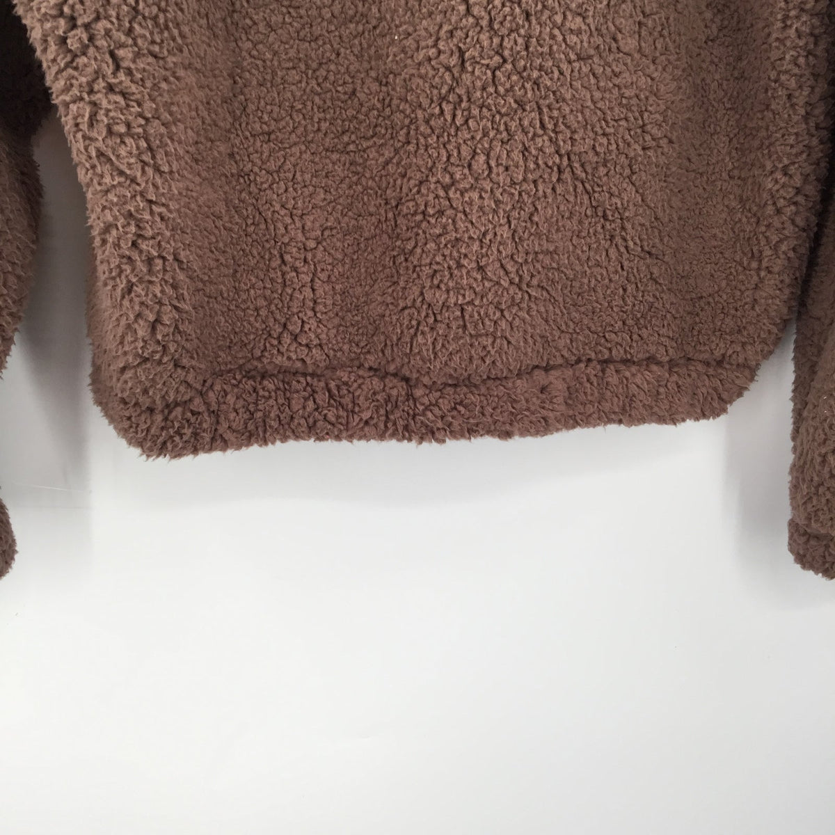 SAGE Collective Jetsetter Half Zip Faux Shearling Cropped Jacket Brown Large