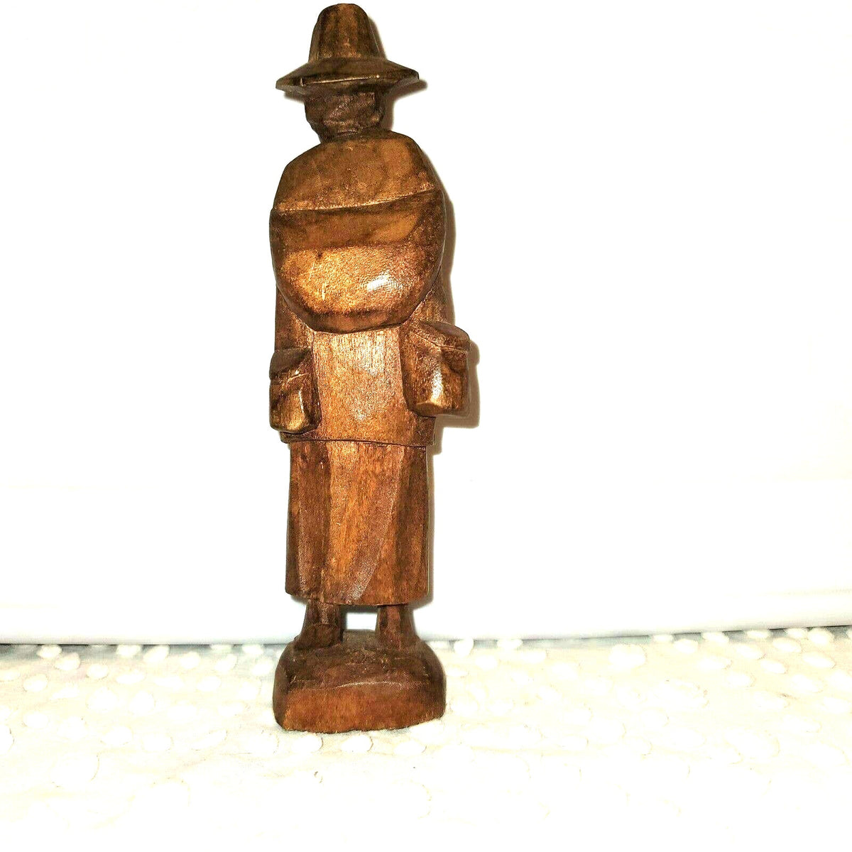 Handmade Vintage Wood Carving Peru Statue South American Art 8.5" Tall Campesina