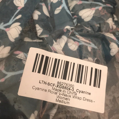 Sucrefas Cyanine Floral V-neck Wrap Dress Size Medium