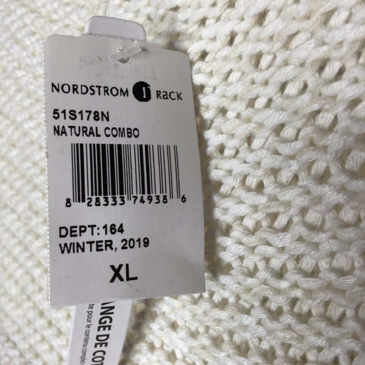 Rdi Open Stitch Pullover Sweater Long Sleeve V-Neck Natural Combo X-Large NEW