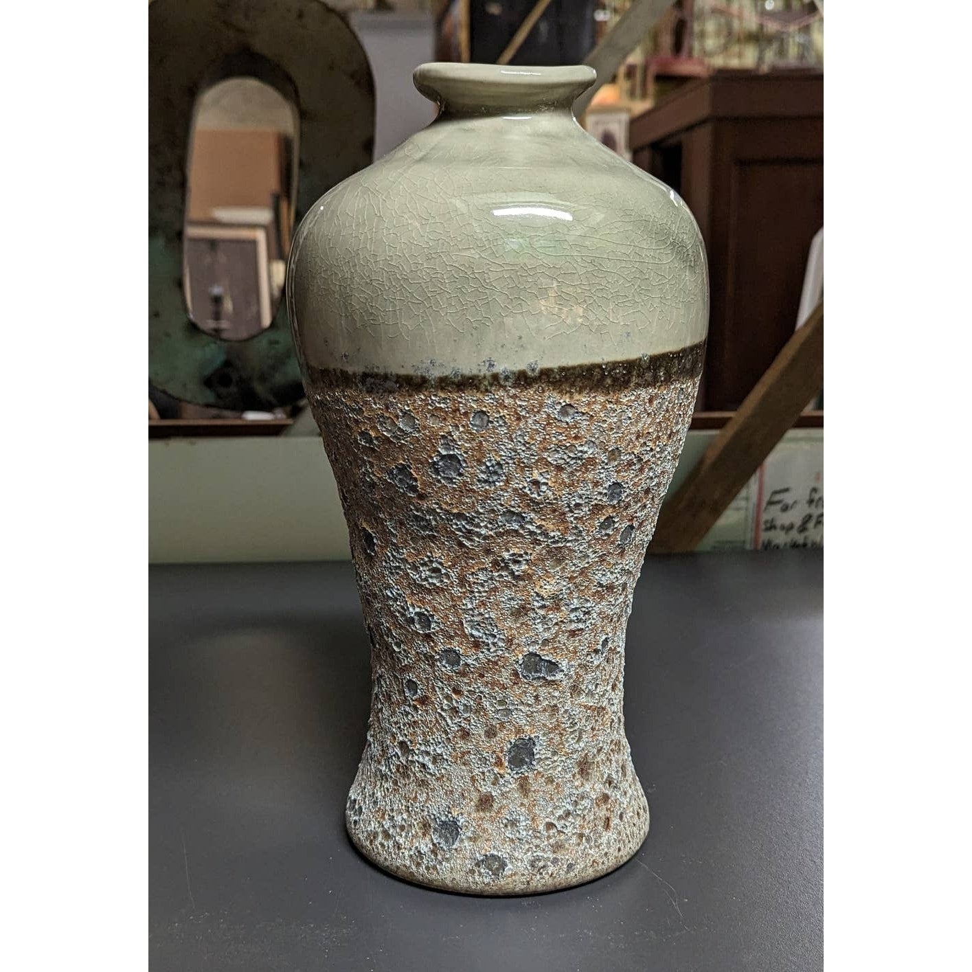 Sagebrook Home Decorative Ceramic Vase Green Mixture Textured Piece Crazing NEW