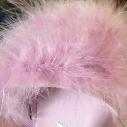 INC NEW Feather Pool Slides Slippers Pink Fluffy XL 11/12 Slides feathers