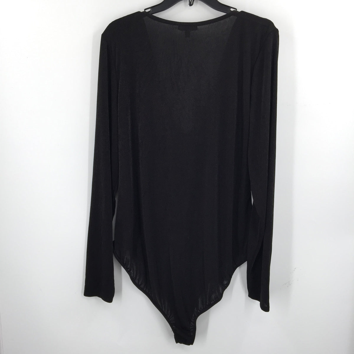 Curvy Sense Knitted XL BodySuit loose Cowl Neck Draped Long Sleeve Black Size 1X
