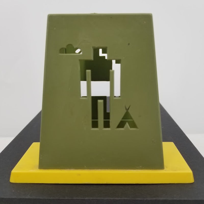 ST labre Indian School Green Yellow Napkin Holder Deer Camping