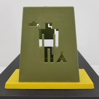 ST labre Indian School Green Yellow Napkin Holder Deer Camping