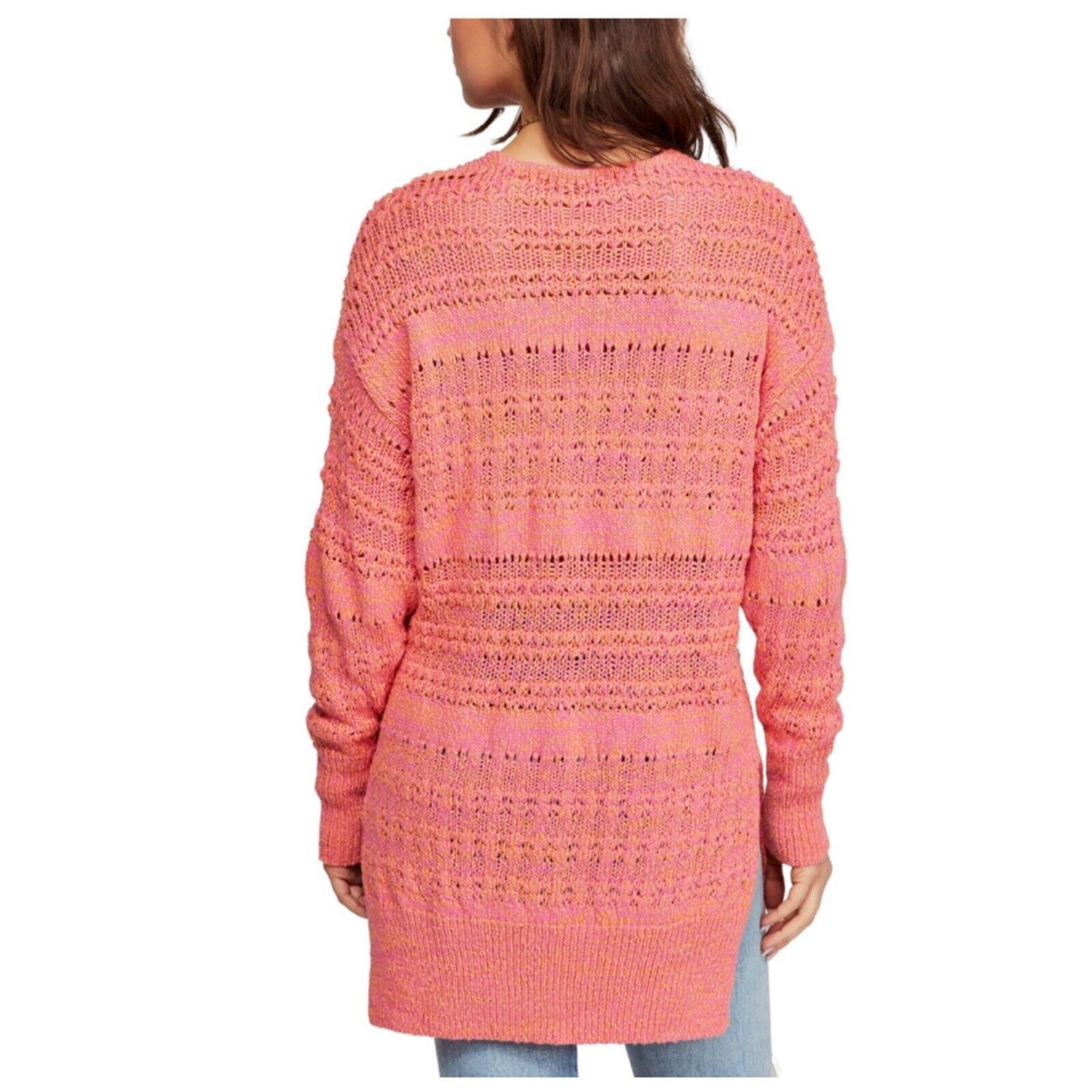 Free People NWT Long Sweater Hot Tropics Paloma Combo V-Neck Small