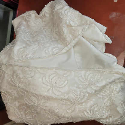 Lawrence Kazar N.Y. beaded Gown Mother in Law Wedding Dress Large Vintage Cream