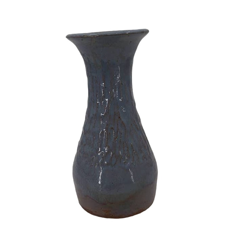 Art Pottery Handmade Blue Textured Glazed 6" Vase E.L. Slade
