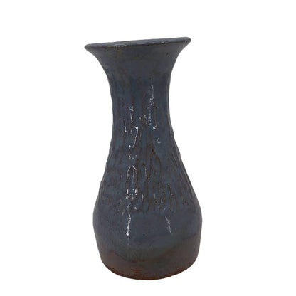 Art Pottery Handmade Blue Textured Glazed 6" Vase E.L. Slade