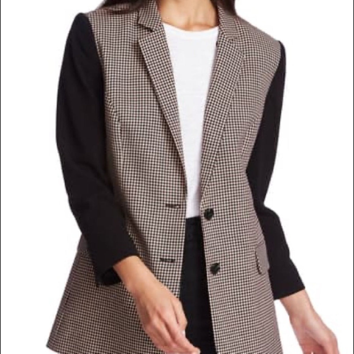 1. State Mini Houndstooth Mixed Media Blazer Size 2 XS Polished Nomad Warm Plum