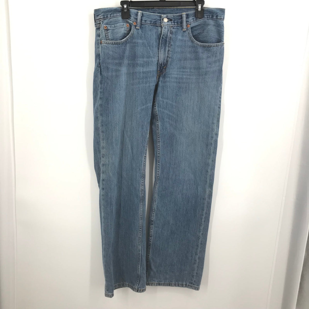 Levi Strauss & Co Straight Legs Denim Jeans Mid Rise Solid Blue Size 34