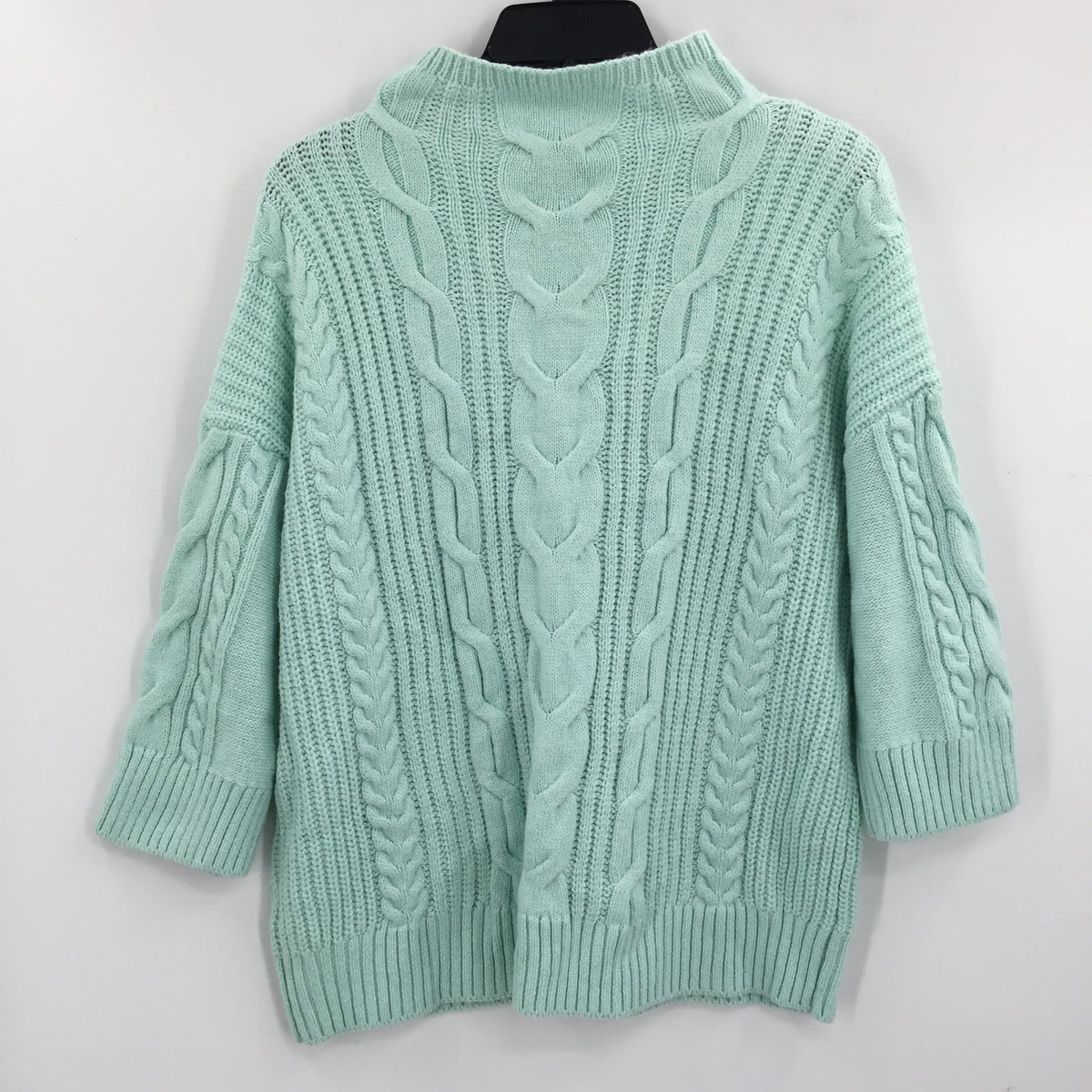 Vince Camuto Pullover Sweater 3/4 Sleeve Mock Neck Mint Green Solid Size Medium