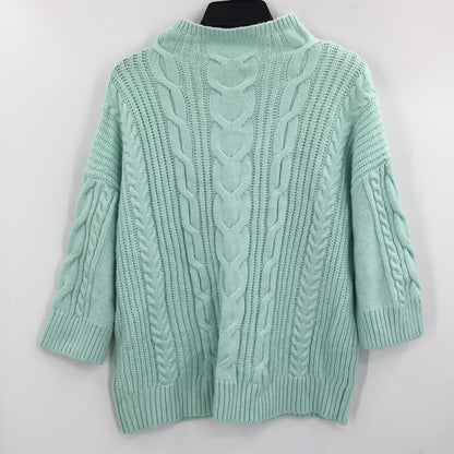 Vince Camuto Pullover Sweater 3/4 Sleeve Mock Neck Mint Green Solid Size Medium