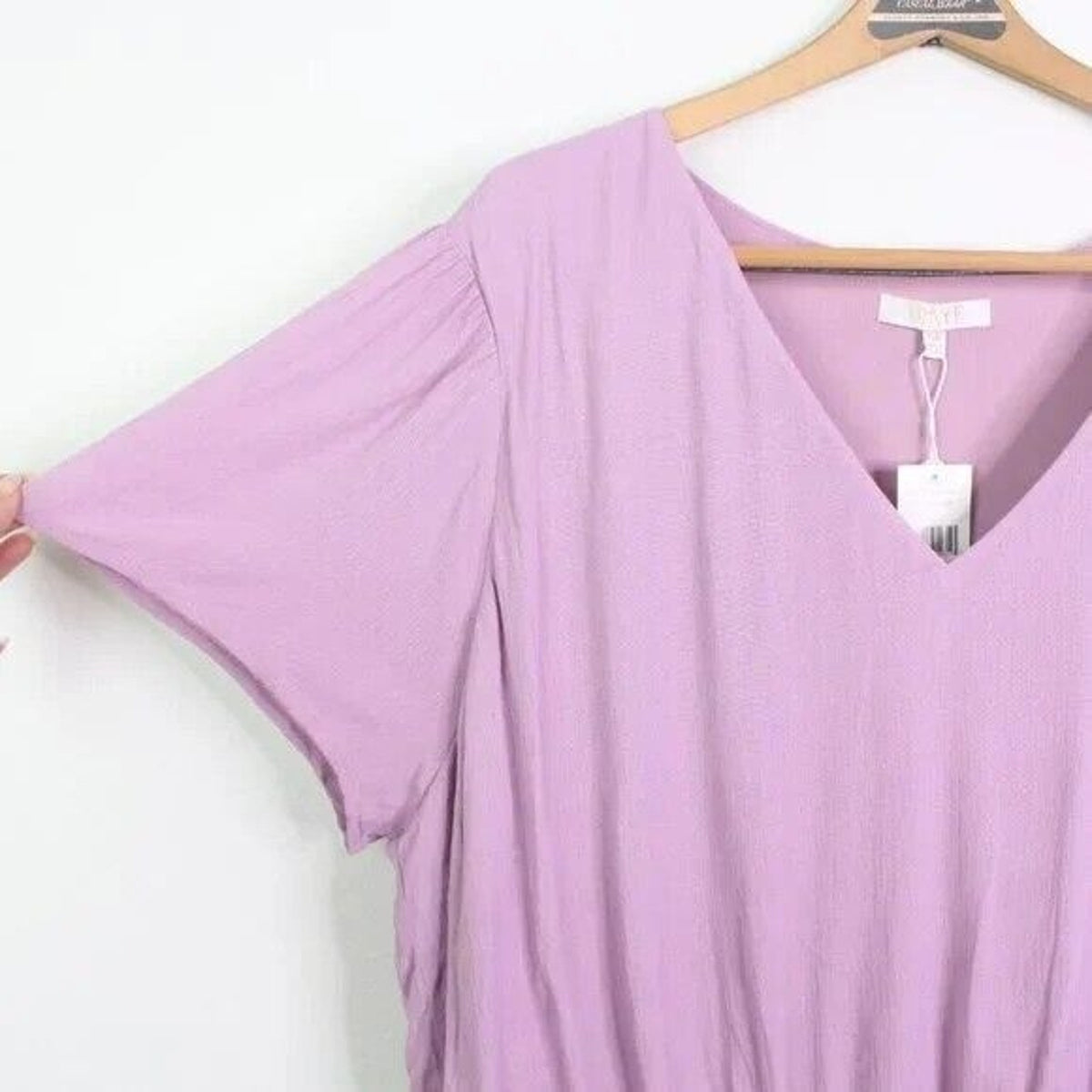 WAYF Blouson Pullover Lined Short Sleeve Flowy Midi Dress Size 1X Lavender NWT