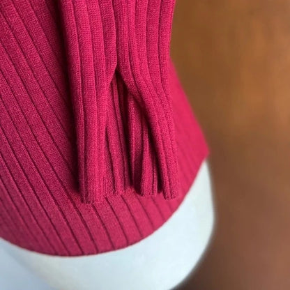 Lulus Perfect Timing Crop Rib Sweater Small Burgundy NWT Foldover Off Shoulder