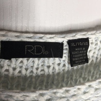 Rdi Open Stitch Pullover Sweater Long Sleeve Boat-Neck Blue Combo Size X-Large