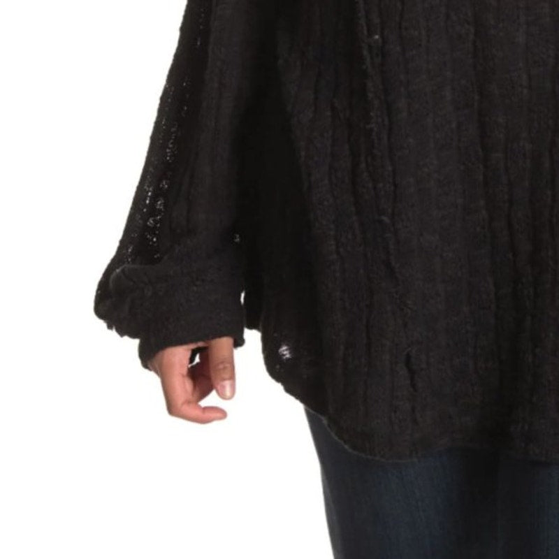 Stitchdrop Raw Edge Knit Pullover Sweater Top Size 2X Black NWT