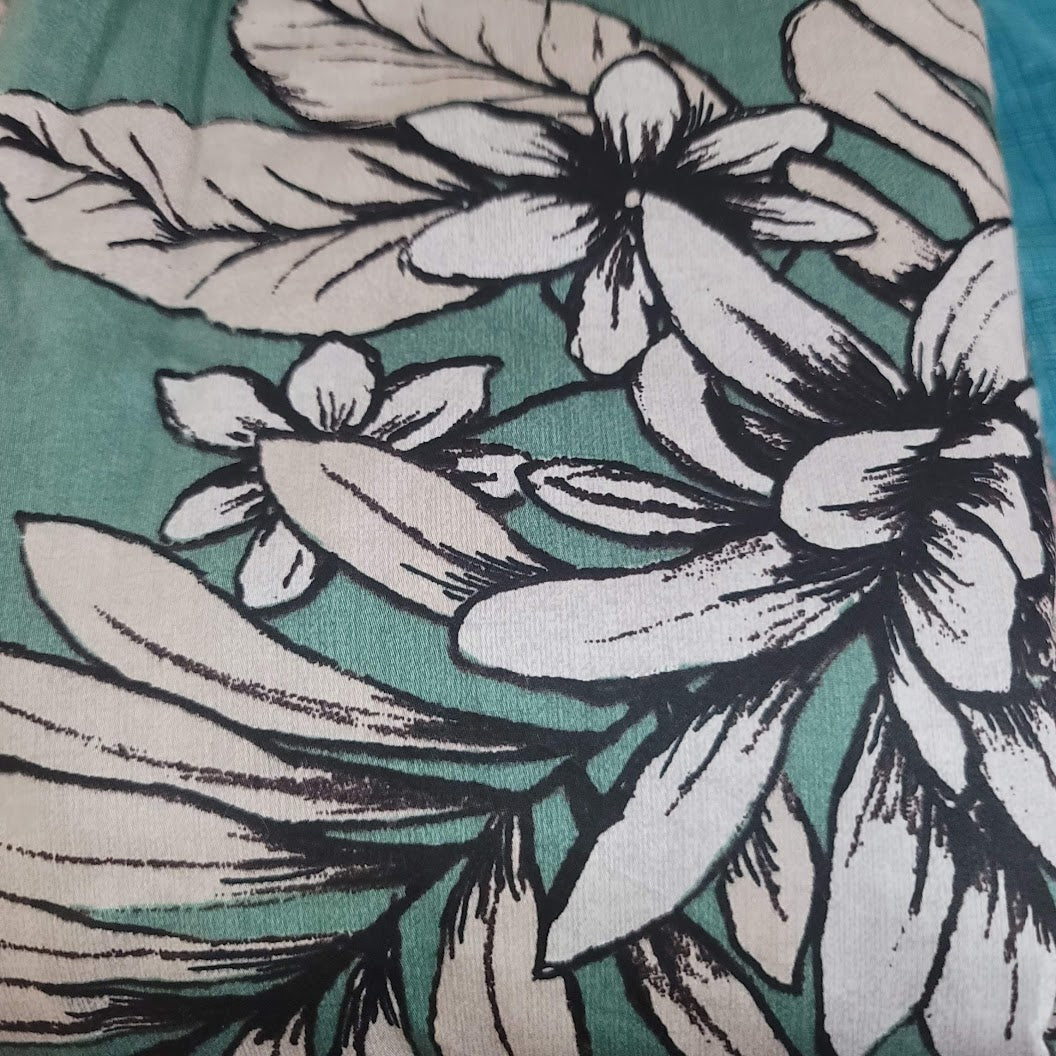 SouthShore Duvet Cover 2 Shams NEW Floral Green All Cotton Button Closure