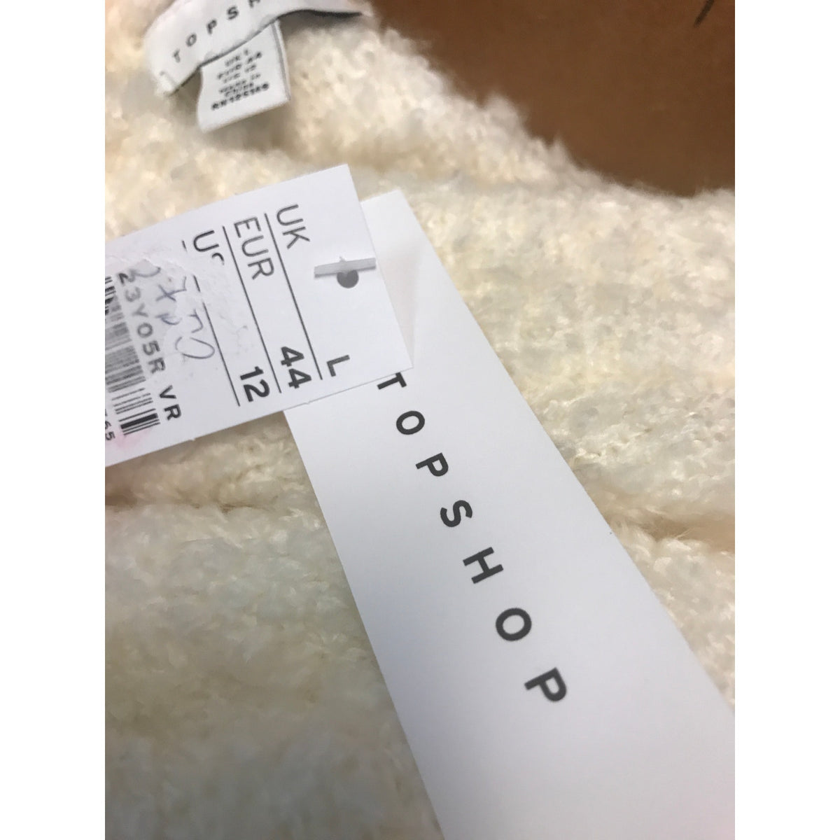 Topshop NWT Cream Longline Boucle Sweater CREW NECK Sweater 12