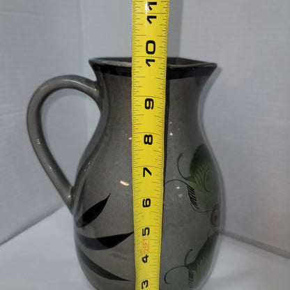 Mexico pottery sangria pitcher floral Mexican jug pottery floral handle TALAVERA