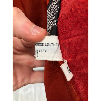 Vintage Pandara Sz 16 Red Suede Real Leather Jacket Womens