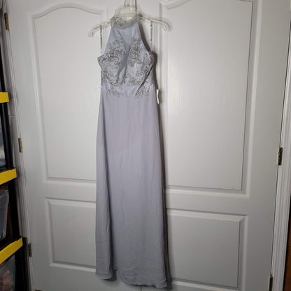 Chi Chi London formal Floral Embroidered high Neck Halter Dress Keyhole Size 10