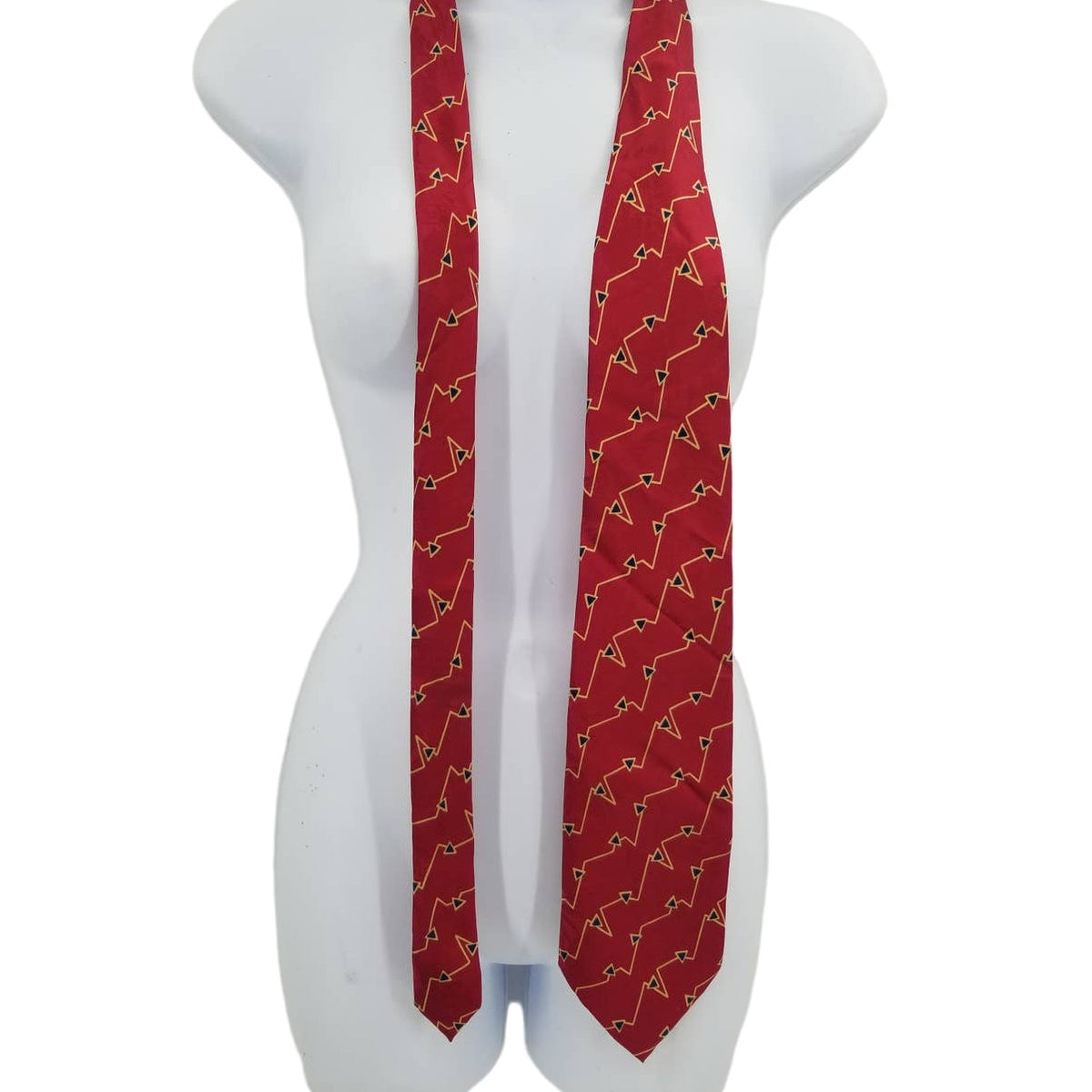 Vito Rufolo Vintage Mens Neck Tie Red Triangle Pattern 58" geometric funky wide