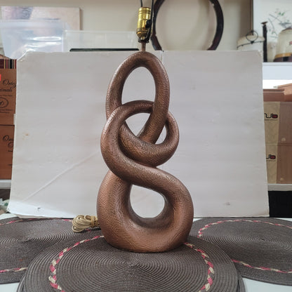 Vintage MCM Abstract FAIP lamp 1960s light Serpentine Coppertone Textured