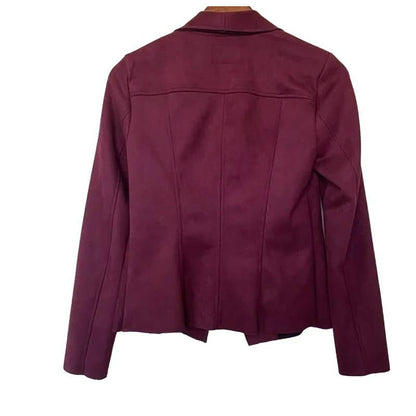 KUT Karina Moto Zip Front Draped Faux Suede Jacket Sz Extra Small in Wine NWT