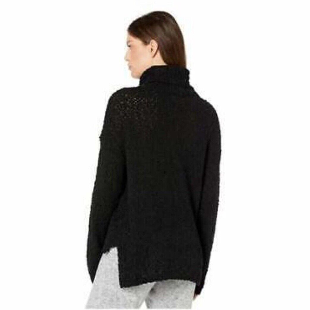 Bobeau Women's Popcorn Turtleneck Sweater Medium Black NWT Bubble Plush High Low