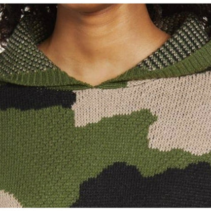 Cotton Emporium Pullover Hoodie Sweater Size Large in Camo Black Green Tan NWT