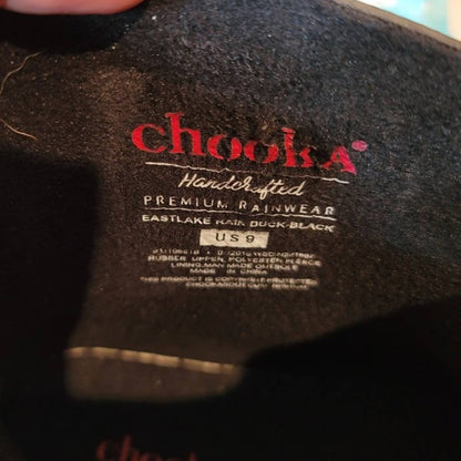 Chooka Premium Classic Rain Duck Boot Lace-Up Natural Rubber Black 9M  Raingear