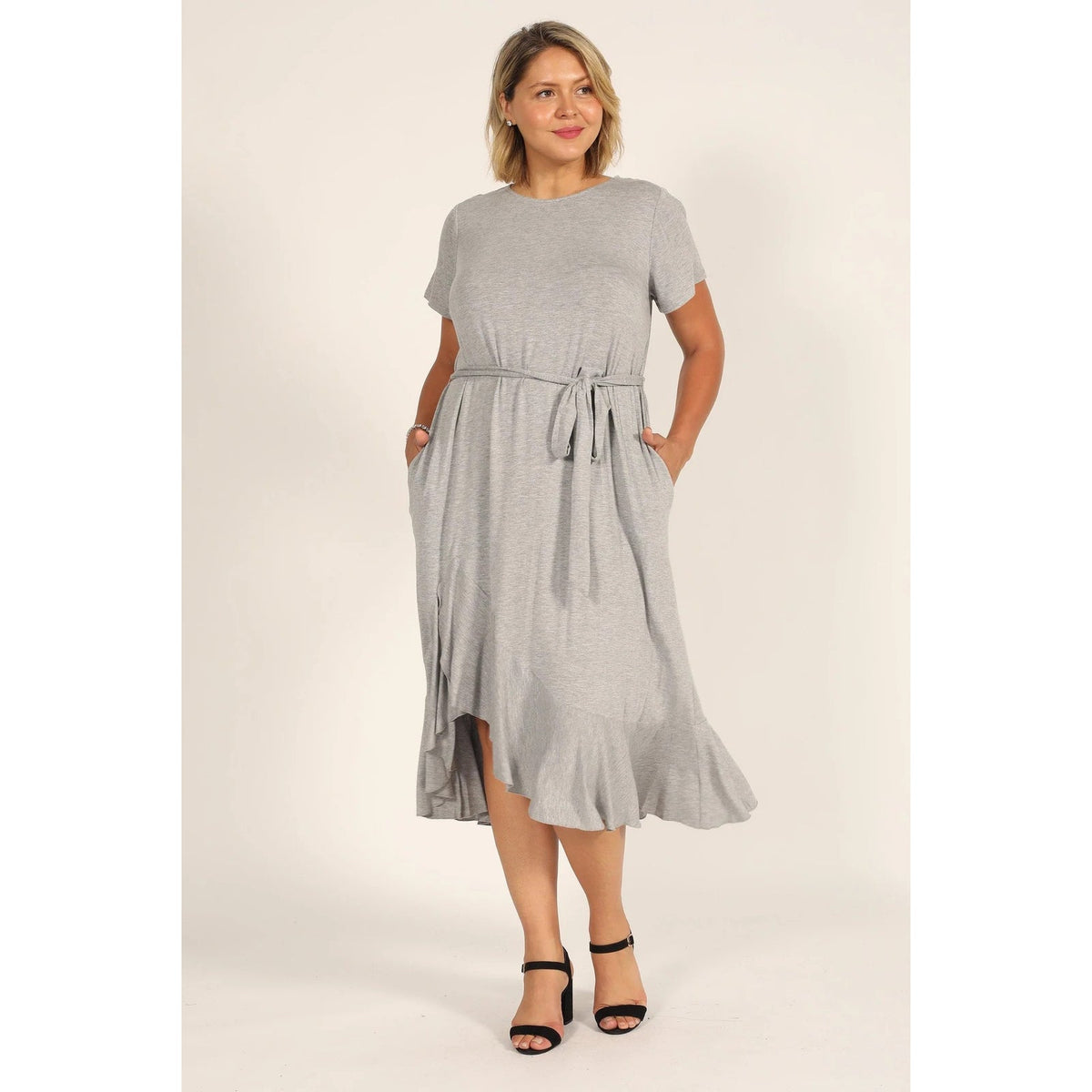 London Times NWT High Low Heather Grey Dress Size 12