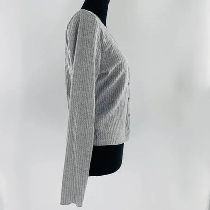 Socialite Women's Cropped Cardigan Sweater Small Grey NWT V-Neck Long Sleeve